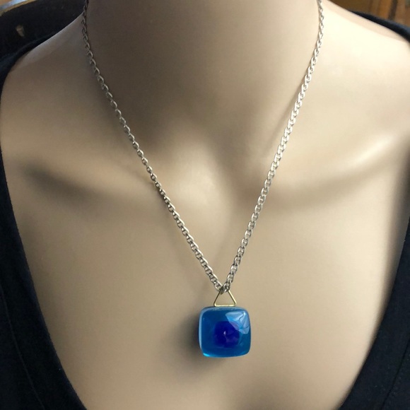 sterling silver Jewelry - Unique Italian glass pendant & silver chain